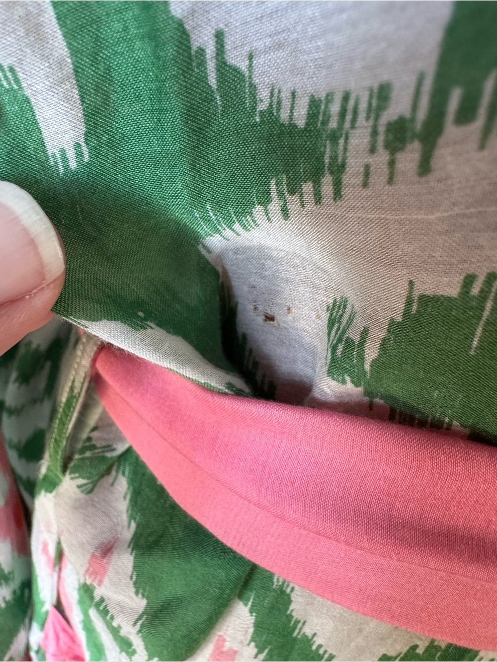 One Hundred Stars Ikat Robe Kimono Duster Pink Green Belted Modal Viscose OS - Picture 10 of 13